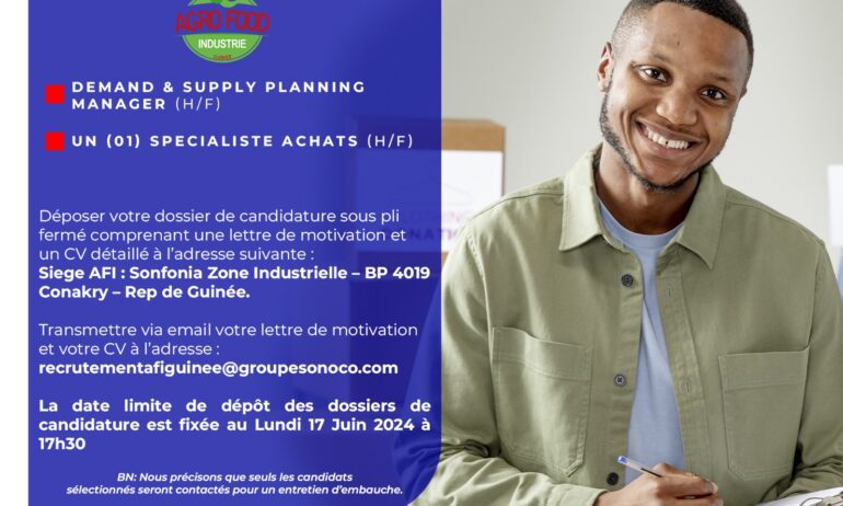 UN (01) DEMAND & SUPPLY PLANNING MANAGER (h/f) / UN (01) SPECIALISTE ACHATS (h/f)