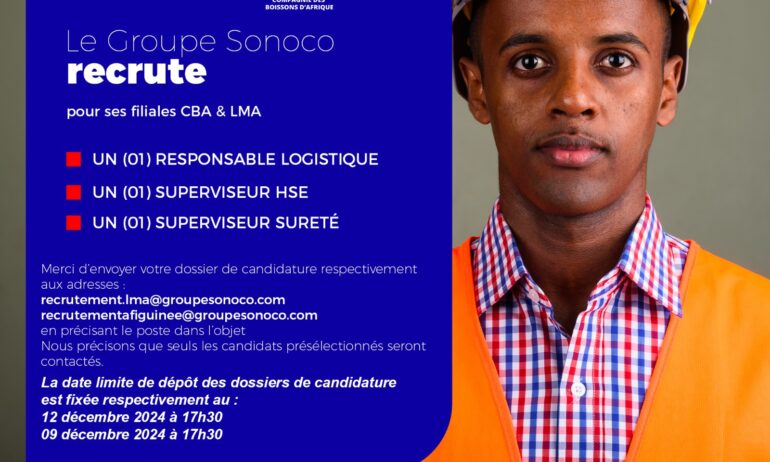 UN (01) RESPONSABLE LOGISTIQUE / UN (01) SUPERVISEUR HSE / UN (01) SUPERVISEUR SURETÉ