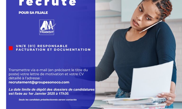 UN/E (01) RESPONSABLE FACTURATION ET DOCUMENTATION